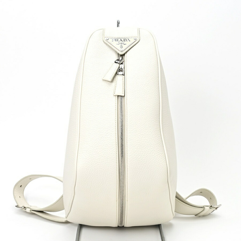 Prada Vitello White Triangle Backpack - image 2